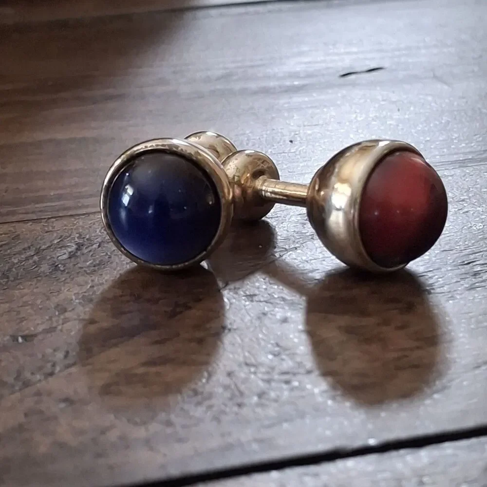 Vintage Kreisler Craft Estate Gold change o color Men Cufflinks Red & Blue Rare